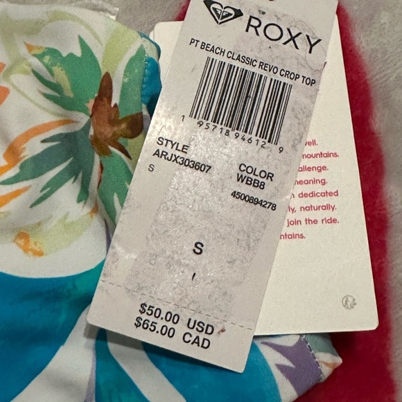 Roxy Printed Beach Classics Crop Bikini reversible Top Snow White Pualani Combo - Picture 10 of 10